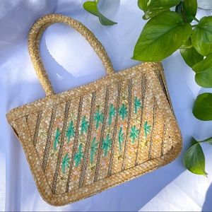Vintage Boho Wheatstraw Tropical Floral Bag